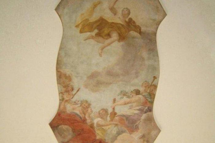  strappo d’affresco raffigurante l’opera "Apollo e le Muse" attribuito a Nicolò Bambini